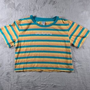 Odd Future T Shirt Kids Small Teal‎ Yellow Orange Striped Embroidered Streetwear